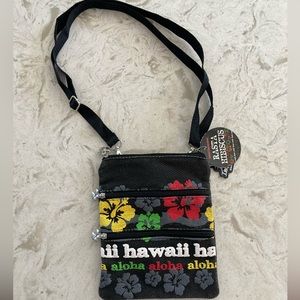 Island Impressions Aloha Hawaii beaded neck wallet/purse, black